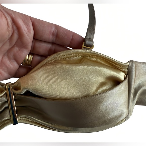 Iracema Scharf Luxury Brazilian Bikini Set S Gold Brown Bandeau Top & Bottom NWT - Picture 15 of 15